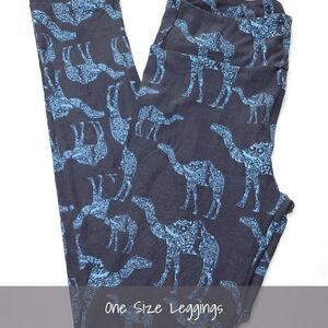 LuLaRoe OS Leggings Camels Navy Blue Mosaic NEW